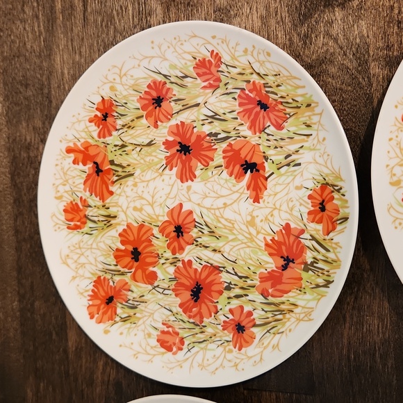 Vintage Fitz and Floyd Poppy Flower Plates 7.5"  Set of 4 Neiman Marcus - Picture 2 of 4